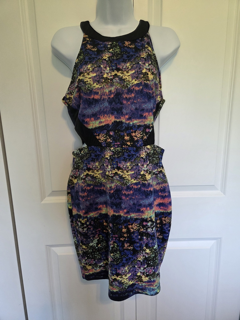 Lush Multicolor Abstract Halter Mini Dress